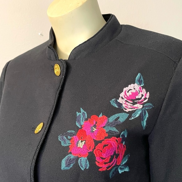 A New Day NWT Jacket Coat Black w/Embroidered Roses Sz. 4 - Picture 6 of 11
